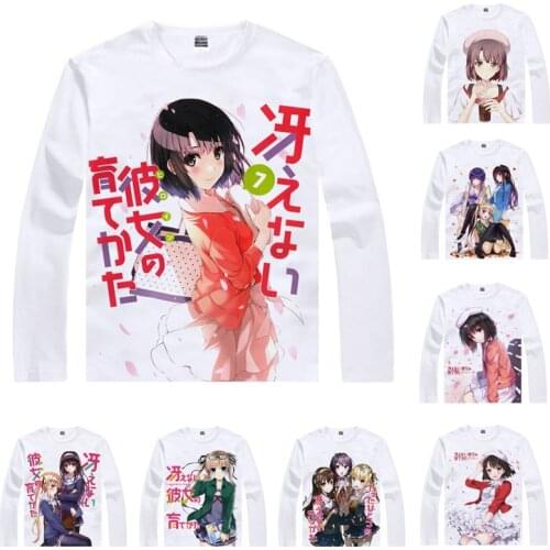 Coolprint Anime Shirt Saekano Boring Girlfriend T-Shirts Multi-style Long Sleeve Eriri Utaha Megumi Kato Cosplay Kawaii Shirts