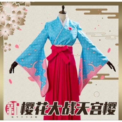 Anime Sakura Wars the Animation Sakura Amamiya Printing Kimono Bathrobe Uniform Cosplay Costume Halloween FreeShipping 2020 New