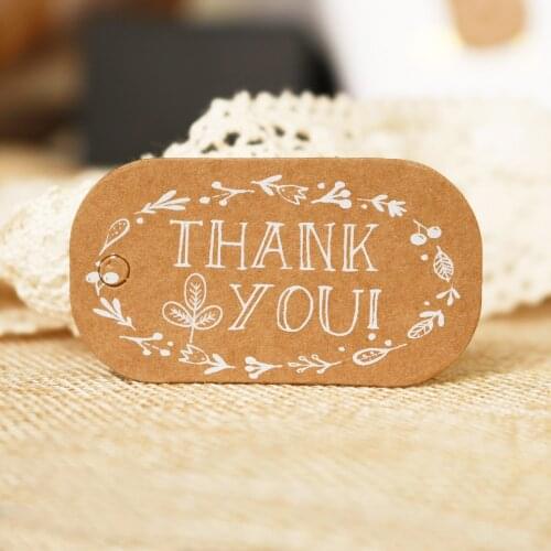 50pcs Thank You Kraft Paper Tags Party Decoration Gift Tag Wedding Paper Cards Garland Label Handmade Gift Box Decor Hang Tags