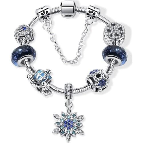 High quality Bracelet & Bangles With Blue starry sky Beads Bracelet safety chain for Women Christmas snowflake pumpkin cart bead