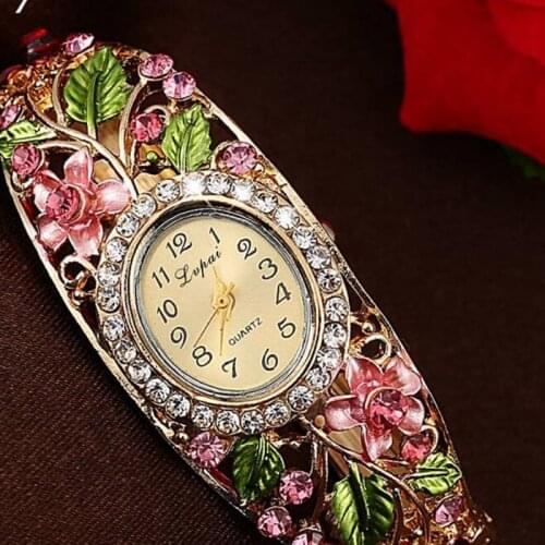 Multicolor Flower Bracelet Watch Womens Feminino Relogio Retro Luxury Rhinestone Watches Clock reloj mujer saati zegarek damski