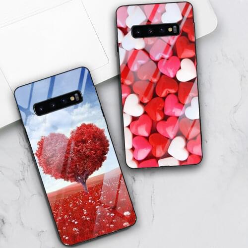 Love Heart Case For Samsung Galaxy S21 S10 A51 A71 A50 S9 S8 S10e S20 Ultra A40 A20E A70 Note 20 10 9 8 Plus Tempered Glass Back
