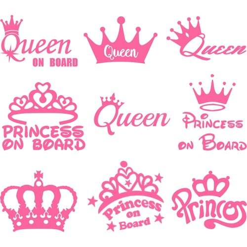 DecalsMe QUEEN ON BOARD Car Window Vinyl Car Whole Body Stickers Decal Car Motorcycle Sticker Pink Decal