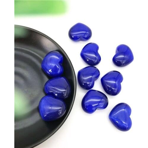 Drop Shipping 1pc Blue Cat Eye Stone Heart Shaped Crystal Stones Gem Healing Stones Gifts Decor Natural Stones and Crystals