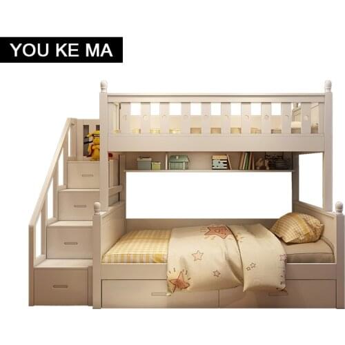Solid wood bunk bed solid wood height-adjustable bed bunk combined bed upper lower bunk wooden bed double-layer childrens bed