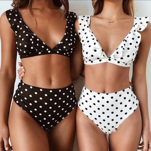 HOT SALE Bikini Swimwear Female Wave Point Swimsuit Sexy Ruffles Bathing Suit Women Beach Wear Bikini Set