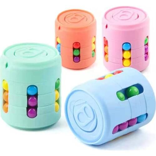 Figet Toys Can Cube Top Magic Colorful Beans Finger Spinning Relieves Stress Decompression Tool Toy For Children And Adults
