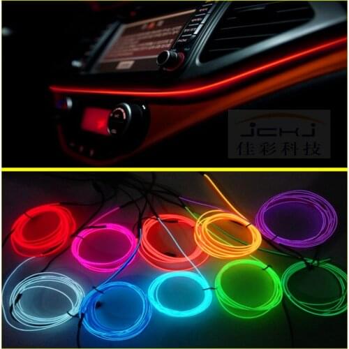 JingXiangFeng 2M Auto Car Interior LED EL Wire Rope Tube Line flexible neon light glow el salon flat 12V strip Pathway Lighting
