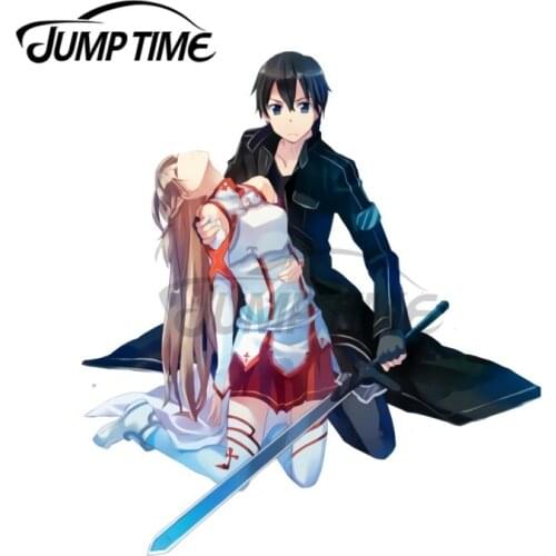 JumpTime 13 x 9.5cm Sword Art Online Asuna+Kirito Anime Car Stickers Personality Waterproof Body for Car Assessoires JDM Decal