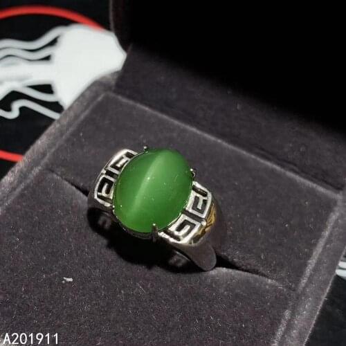 KJJEAXCMY Fine Jewelry 925 Sterling Silver Inlaid Natural Cats Eye Jasper Gemstone Men Male Ring Luxurious Support Test Classic