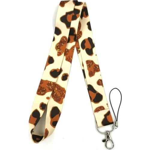 Classic Leopard Print Lanyard Keys Phone Holder Funny Neck Strap With Keyring ID Card DIY Animal webbings ribbons Hang Rope