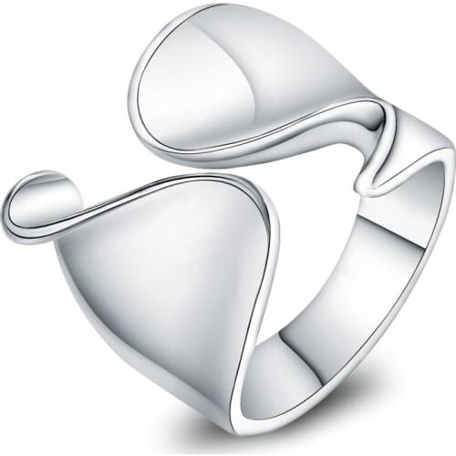 Popular Silver Plating Opening Ring Unisex Jewelry Trendy Ring Male and Female Wide Personality Adjustable Size Dropshipping