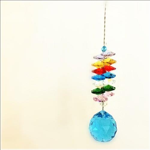 Nice 260mm (H) Mixed Colors Octagon Beads With Aqua Faceted Ball Garland Strands Glass Crystal Wedding Party Decoration