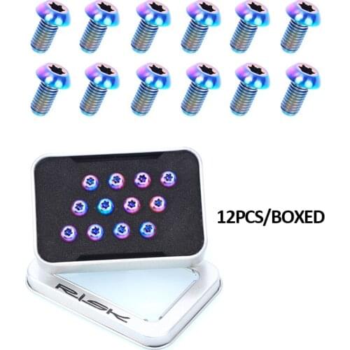12PCS M5*10MM Bike Disc Brake Rotor Fixing Bolts TC4 Titanium Bicycle MTB Bike Ultralight Brake Screw Cycling Accessories