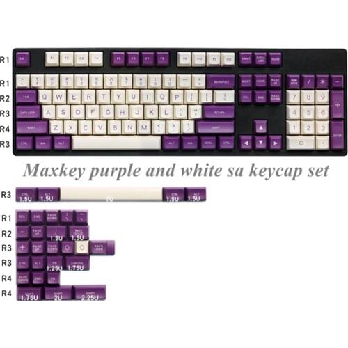 Maxkey SA Keycap Purple And White ABS Doubleshot 134 Keycap Set Suitable For 60% 65% 75% HHKB Mechanical Keyboard