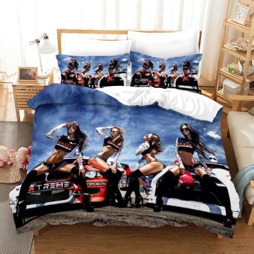 Fashion Sexy Motorcycle Beauty Printed Bedding Set King Queen Large Bed Bed Bedroom Down Bed Cover Pillowcase