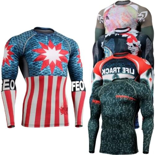 Men`s Long Sleeve Second Skin Fitness & Bodybuilding Compression Shirts Quick Dry Ultralight MMA Gym Yoga Running Workout Tights