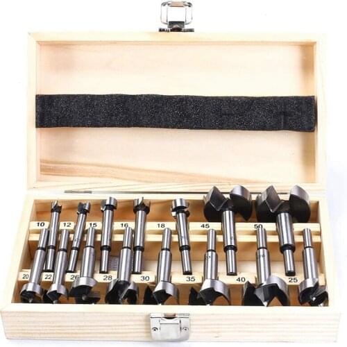 Forstner Drill Bit Set 15 Pcs 10mm - 50mm Woodworking Hole Saw Drilling Cutting Tool Kits for Woodworking, Furniture, Door Hinge