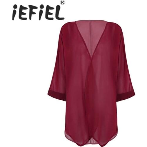 New Arrival Women Ladies Solid Long Sleeves Open Front Ruffled Loose Chiffon Shawl Cardigan Bolero Shrug Beach Cover Up Shrug