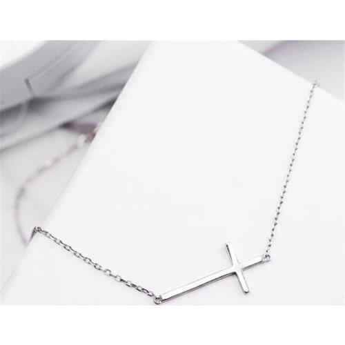 New Cross Charm Pendant Necklace For Women Choker Engagement 925 Sterling Silver Jewelry Accessories dz804