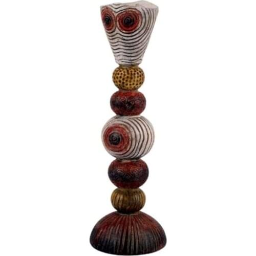 Lucky Art Beige Orange Candle Holder 31 Cm