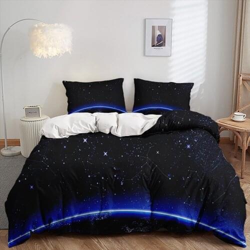 Custom Fashion 3D Print Outer Space Starry Sky Beding Set Pillowcase Duvet Cover Modern Home Bedroom Decor Queen King Single