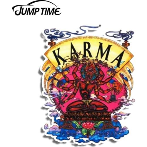 Jump Time 13cmx11.3cm RARE KARMA Lotus Flower Elephants Sticker Vinyl Decal Car Window Truck Cup Laptop Car Styling Car Stickers
