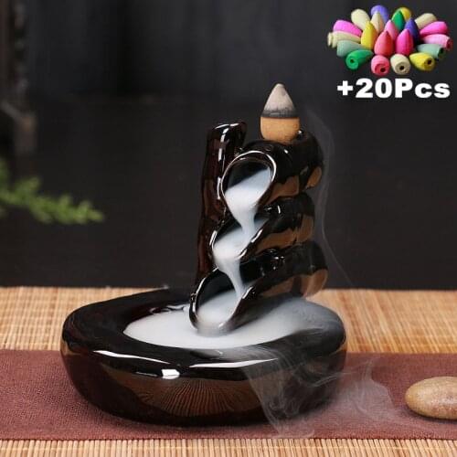 With 20cones Backflow Incense Burner Ceramic Censer Home Decoration Use In Home Teahouse