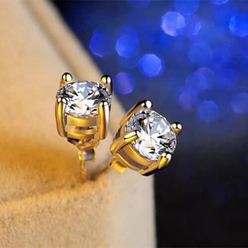 9k White Gold Earrings 6.5mm round cut Moissanite Stone 4 claws DF Color Anniversary Engagement gift
