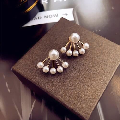 Korean Geometric Imitation pearl Earrings Simple Round Exquisite Drop Dangle Earrings for Women Girl Party Jewelry