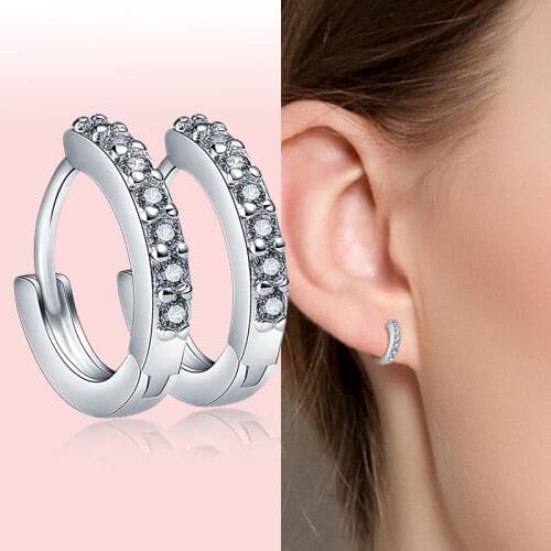 100% 925 Sterling Silver Hoop-shaped Zircon Earrings, Suitable For Women Who Make Party Engagement Gifts CME024