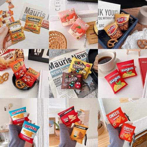 3D Multi Snacks Design Candy Crisps Silicone Case for AirPods Pro 2 1 Protective Earphone Charging Box Cover for AirPods