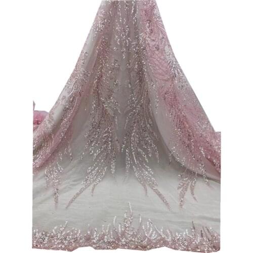 SJ Lace French Lace Fabric African Tulle Lace Fabric 2021 High Quality Lace Sequins Nigerian Lace Wedding Fabrics Sewing jh3-51