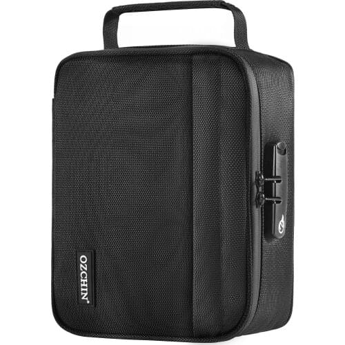 Smell Proof Bag with Combination Lock Odor Proof Stash Case Container; Medicine Lock Box Bag Travel Storage Case (Black)