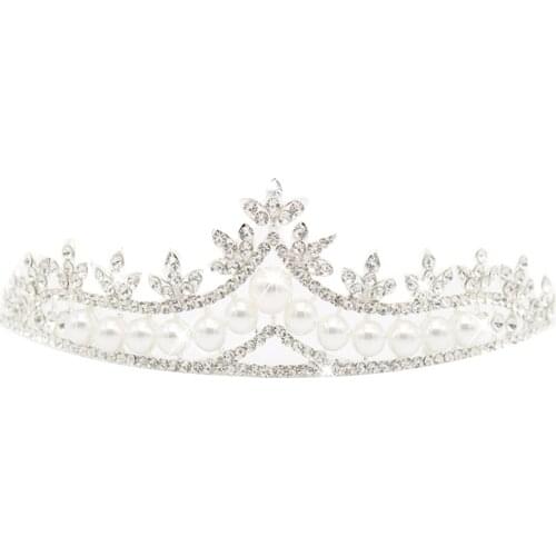 Wedding Bridal Crystal Pearl Beads Tiara Headband Prom Girl Princess Crown Headwear Hair Accessiories SANA889