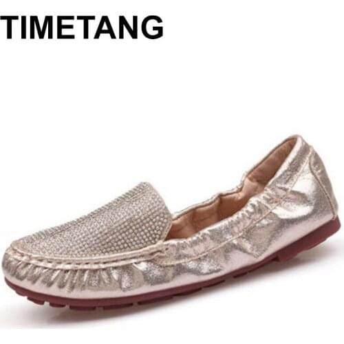 TIMETANG Luxury Rhinestone Women Shoes Spring Autumn Fashion Sequin Women Loafers Ballet Flats Lady Fold-able ShoesE783