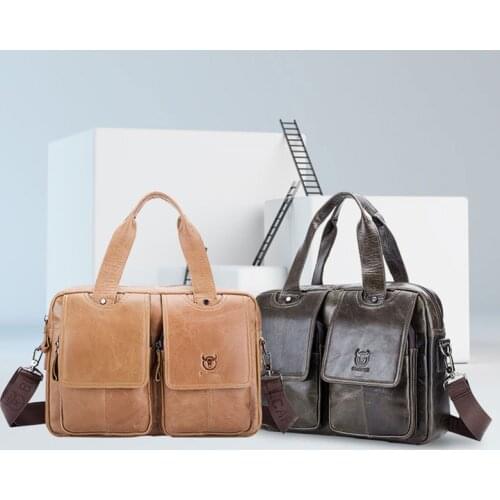 TopFight Brand Men Laptop Business Bags Handbags 14-inch Leather Laptop Briefcase Handbag Single Shoulder Bolso Bags Bandolera