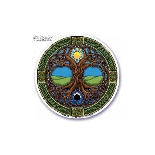 Volkrays Personality Car Sticker Mandala Arts "Tree of Life" Accessories Reflective Waterproof Sunscreen Vinyl Decal,14cm*10cm