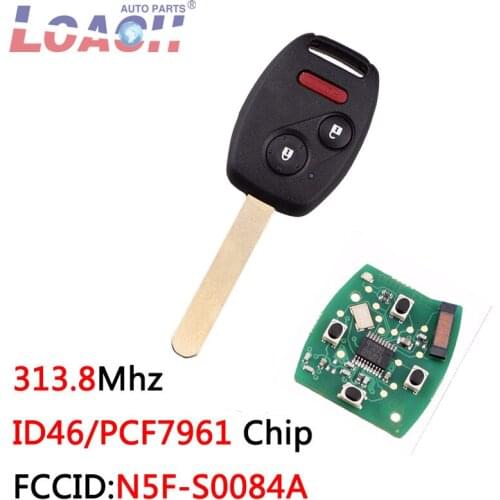 Replacement 3Buttons 313.8Mhz Remote Key PCF7961 Chip For Honda CRV Fit Accord CR-Z Civic Odyssey N5F-S0084A Complete Keys