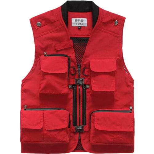 Green Khaki Red Black Color Quick Dry Multi-pocket Mountaineering Vest Men Outdoor Fishing Hiking Photography Camera Waistcoat