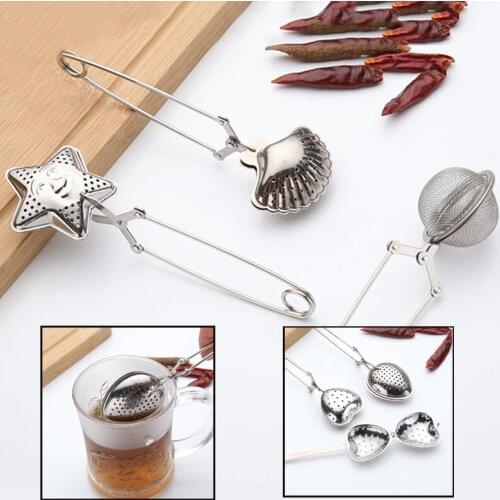 1 PCS Stainless Steel Ball Tea Infuser Mesh Filter Strainer Love shape Pentagram Loose Tea Leaf Spice Filter Home Kitchen Tools