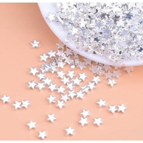 10PCS 925 sterling silver small star beads loose beads handmade diy beaded material jewelry ring bracelet accessories
