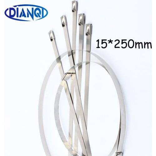100pcs 15*250mm 15x250mm 15mmx250mm Latching Self-Locking Stainless Steel Zip Cable Tie Lock Tie Wrap cable ties 201 304 316