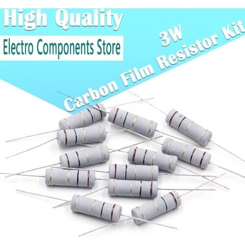 150PCS/Lot 30 Values 3W Carbon Film Resistor 5% 0.1R-750R 1R 4.7R 10R 20R 33R 47R 10 20 33 47 Ohm Oxide Film Resistance Kit