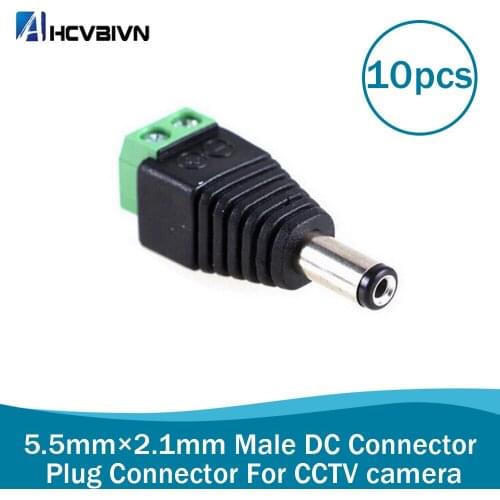 2018 Hot sale,10Pcs/lot 5.5mm*2.1mm DC Connector CCTV Power BNC Connector for CCTV Camera
