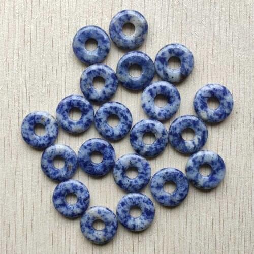 2021 Fashion good quality natural sodalite stone circle donut pendants 18mm for jewelry making 20pcs/lot wholesale free shipping