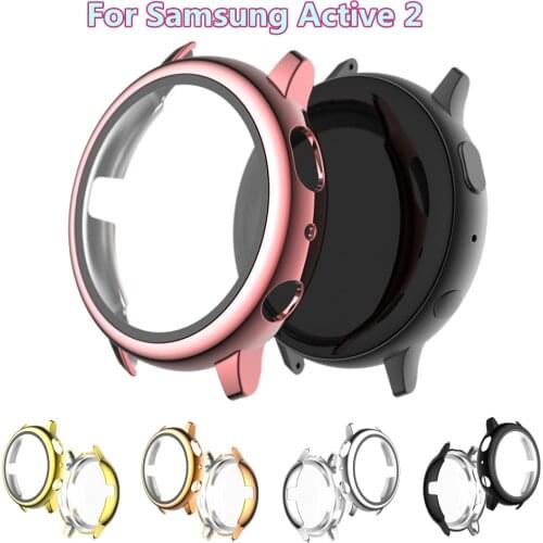 2in1 Tempered Glass+Plating Full Screen Protector Cover For Samsung Galaxy Watch Active 2 40mm R830 44mm R820 Protect Case Shell