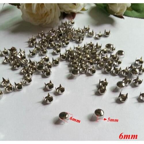 300pcs/lot 6mm Silver Round Studs Rivets Punk decoration Shoes,Bags,clothes Accessories rivet Apparel Sewing Rivet