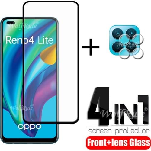 4-in-1 For OPPO Reno 4 Lite Glass For Reno 4 Lite Tempered Glass Full HD Screen Protector For OPPO Reno 4 Lite Lens Glass 6.43"