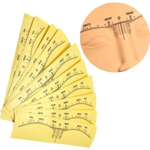 50pcs Accurate Permanent Eyebrow Makeup Disposable Makeup Make Up Eyebrows Measure Ruler Tattoo Sticker Stencil Tool Guide Ruler